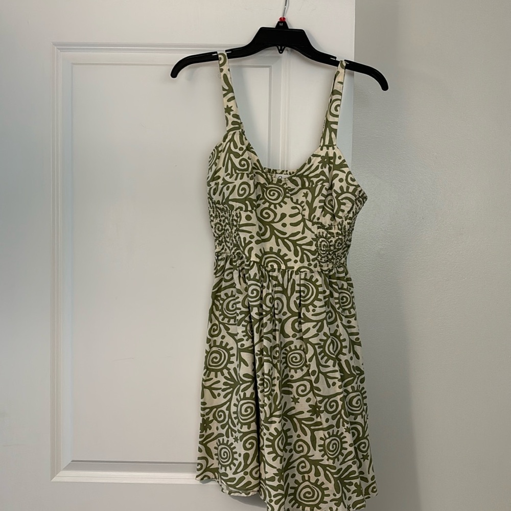 Green and white dress